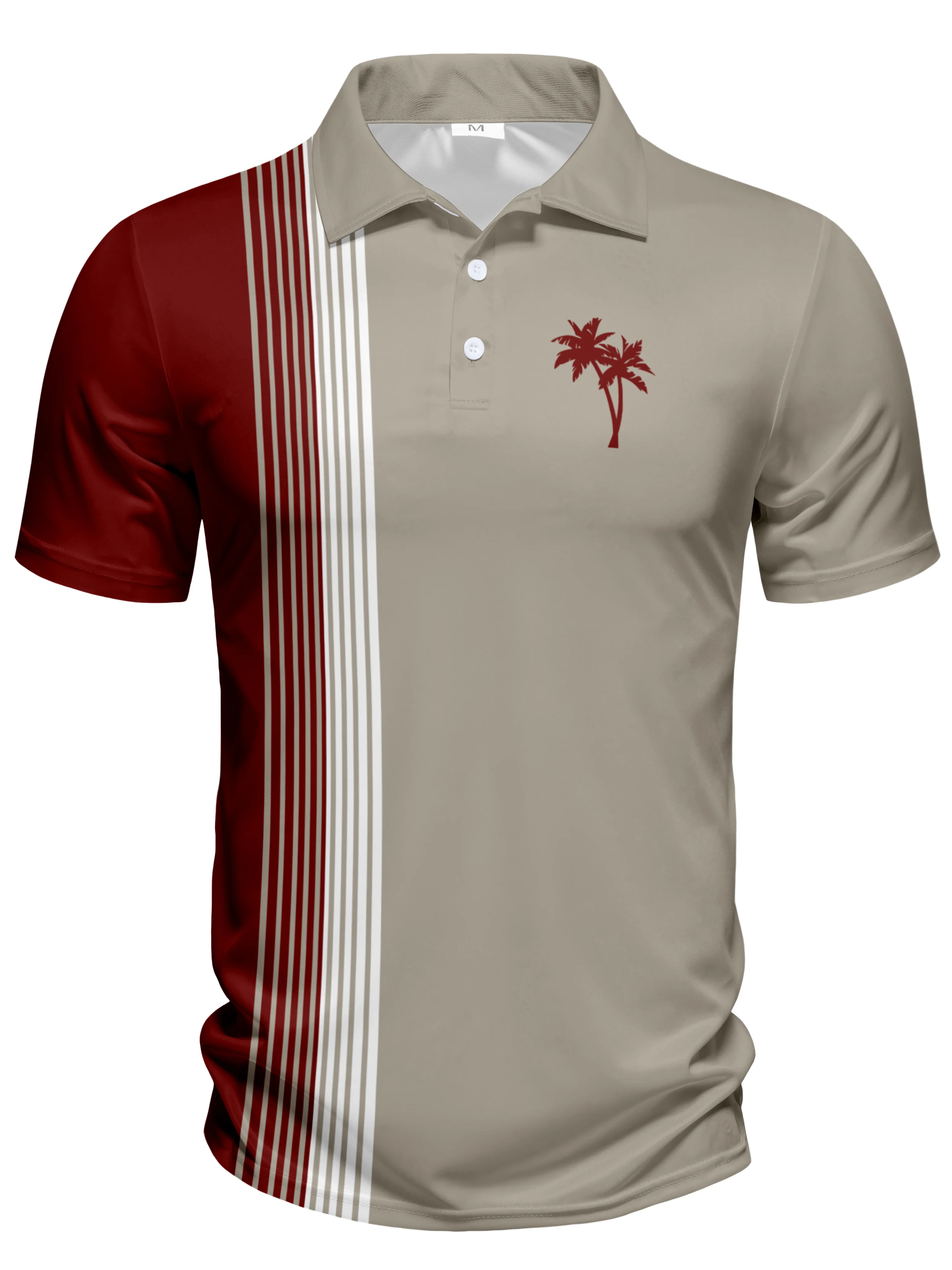 Summer Men's Cross-Border Short-Sleeved Polo with Fashionable Print Design Lapel Button Polo That Can Be Machine Washed