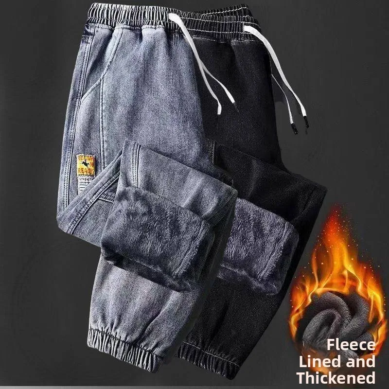 

Мужские повседневные свободные брюки-карго Thiened Fce Work Jeans с утеплением для зимы, износостойкие и долговечные