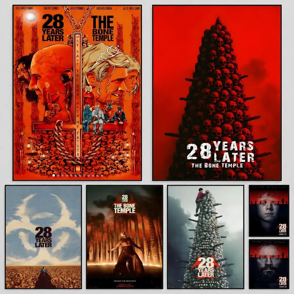 Movie 28 Years Later Bone Temple Horror Poster Self Adhesive PP Wall Art HD Gaming Room Bedroom Living Room Decor Apartment Gift