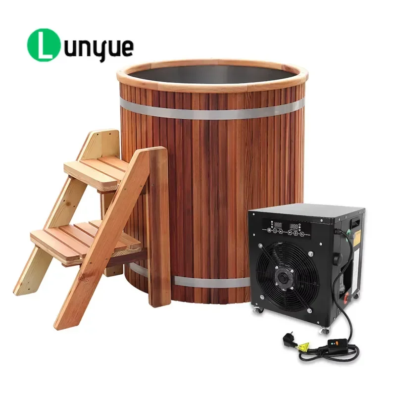 Round Red Cedar Wood Ice Bath Tub with 304 Stainless Steel Liner Cold Plunge Pool for Home Outdoor Recovery Durable Hot Sale