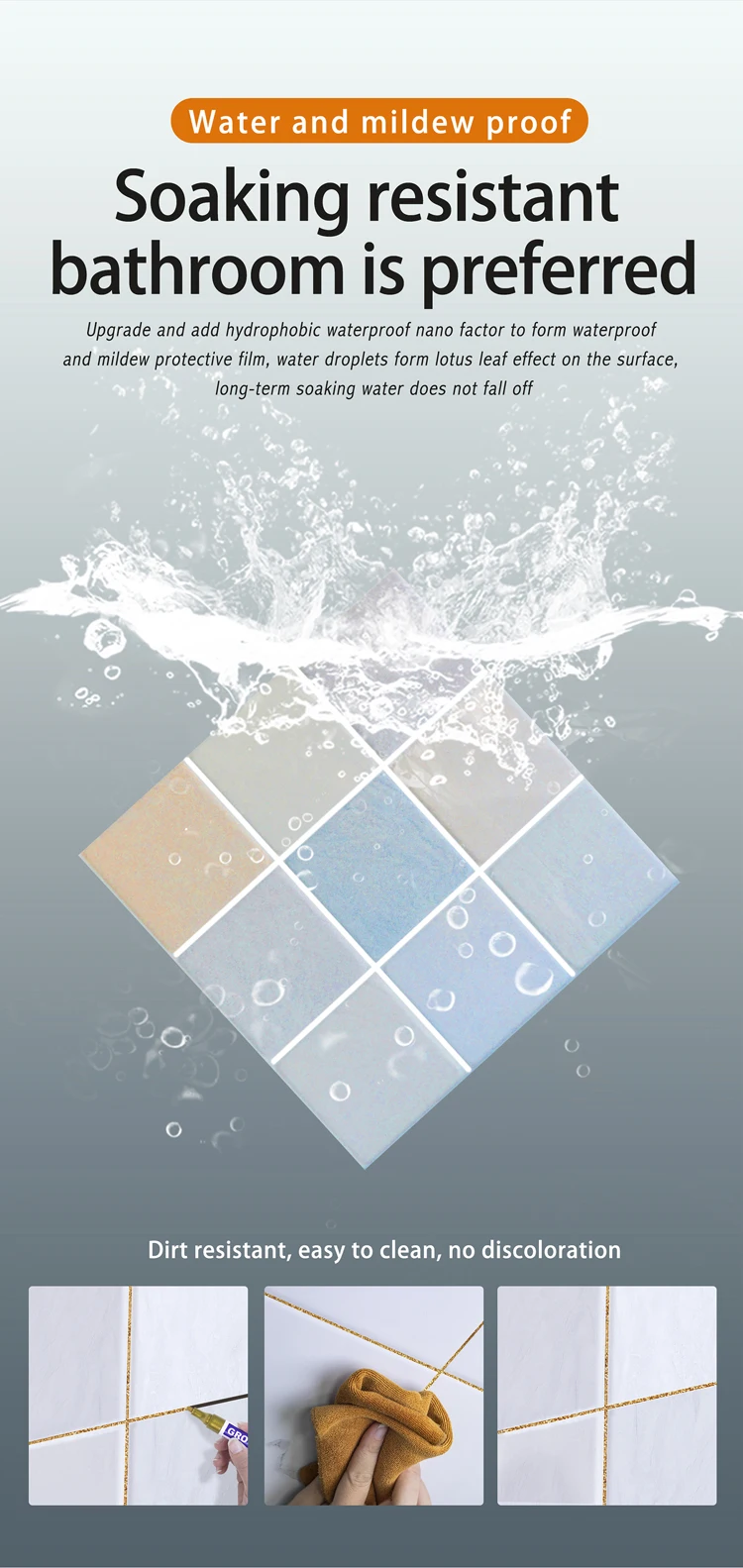 Weißer Fugenstift in 8 Farben, Wasserfester Wandfugen-Restaurierungsstift für Badezimmerwand und Boden, Dekontaminations- und Nahtreparaturstifte – Detail 12