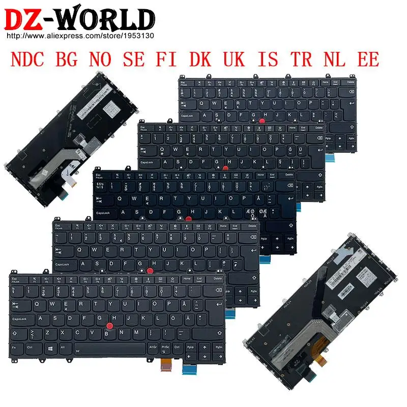 

Черная клавиатура с подсветкой NDC BG NO SE FI DK UK IS TR NL EE для ноутбука Lenovo Thinkpad X380 Yoga 370 S1 4th G4 01AV715 01AV682