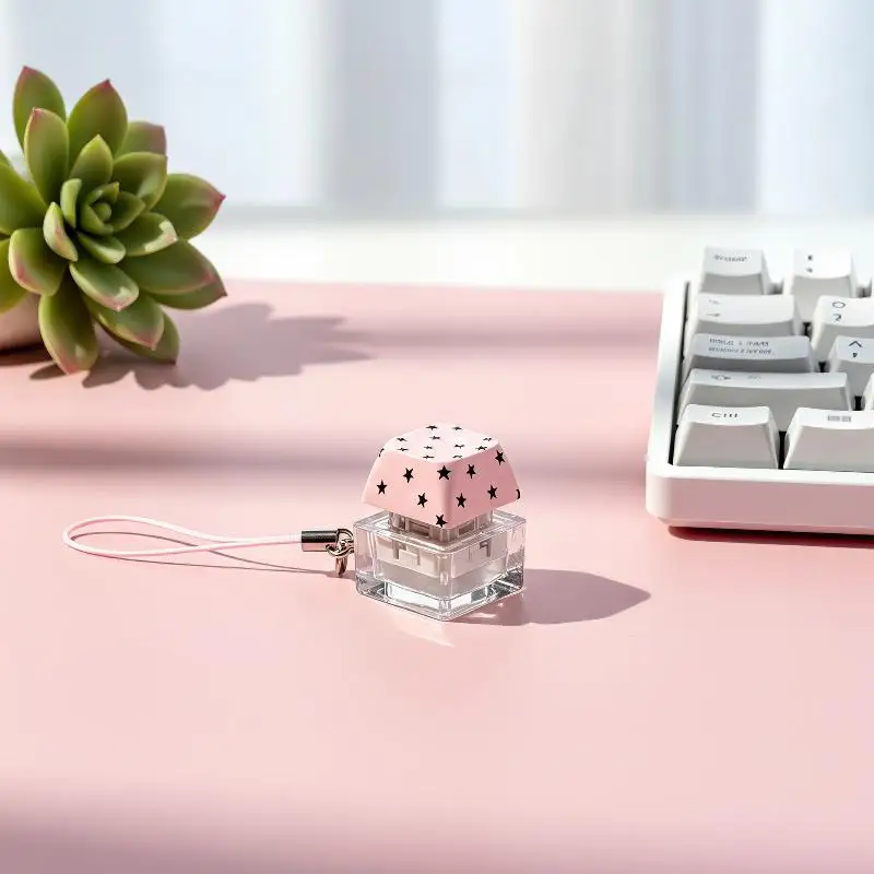 Keyboard Shaped Stress Relief Fidget Keychain Adorable Star Print Sensory Toy for Family Interactive Games