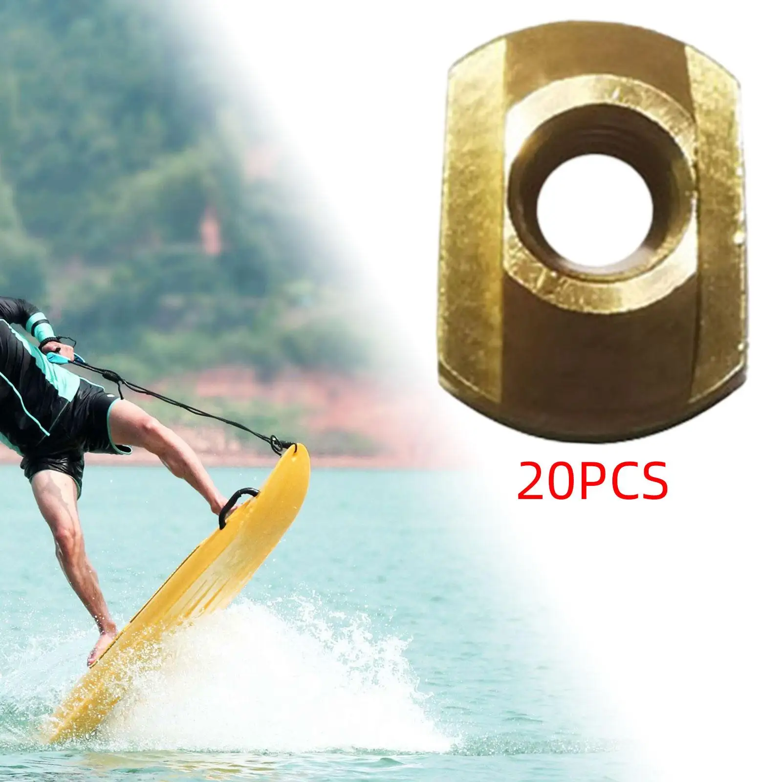

20Pcs M8 Hydrofoil Mounting T Nuts Supplies Portable Brass Thread Sliding T Nuts Accessories for Water Sports Hydrofoil Track