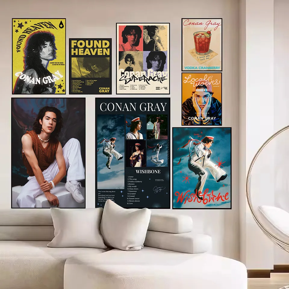 Pop Singer Conan Gray Wishbone/Found Heaven New Music Album Aesthetic Poster Canvas Painting Wall Pictures Home Decor Fans Gift