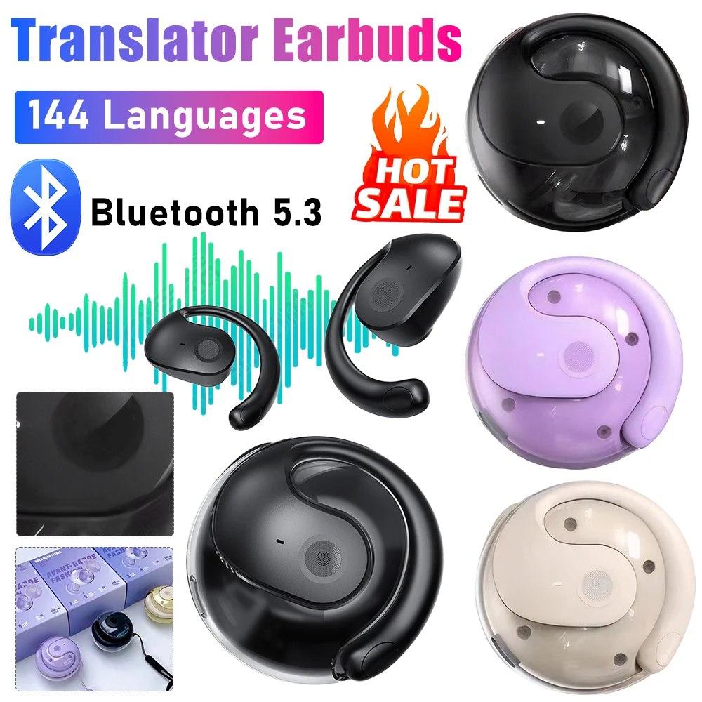 Wireless BT Translation Earbuds 144 Languages Real Time Translation Earphones Smart Voice AI Wireless Headphones for Travel