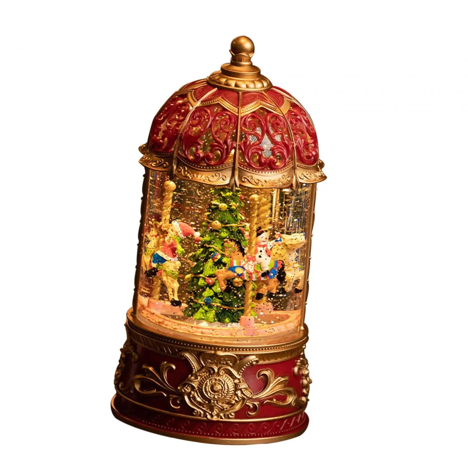 Lighted Music Box Festival Ornaments Christmas Scene Holidays Rotatable Luminous Desktop Desk Light Christmas Lantern Decoration