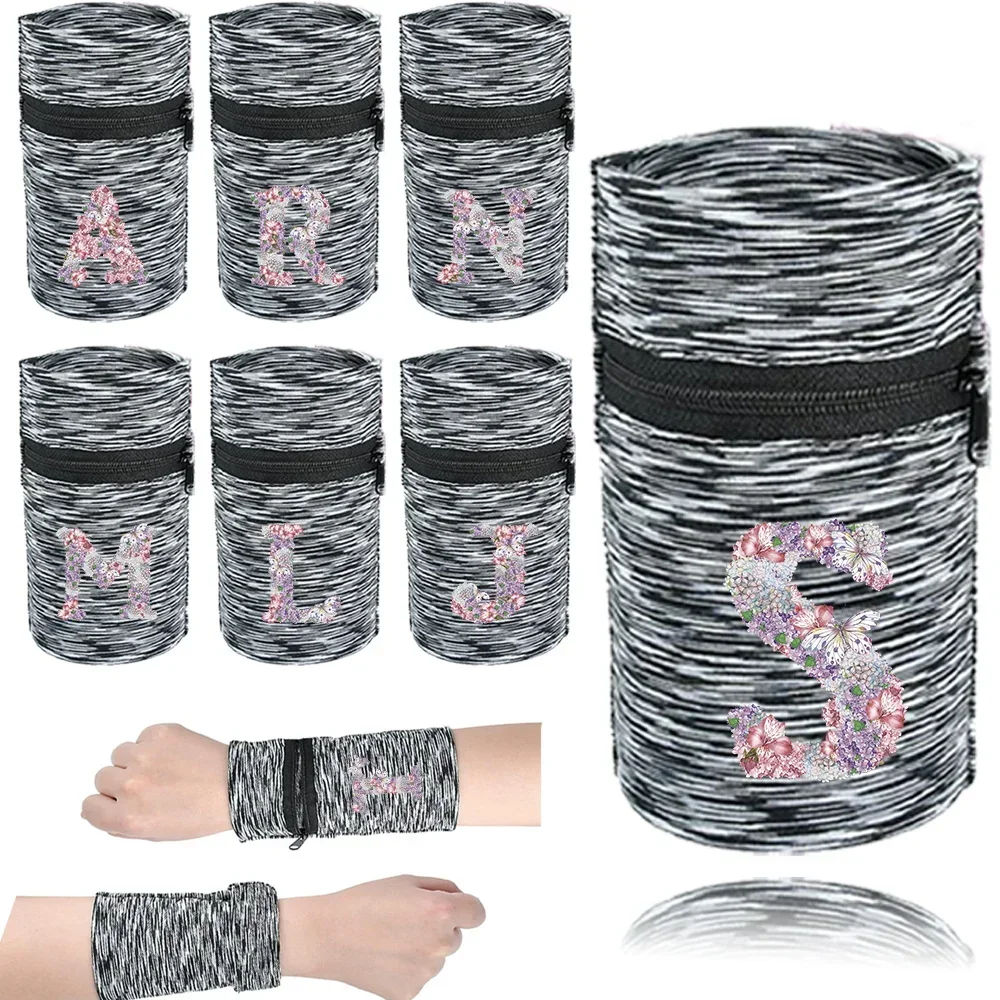 Sports Wristband Bags Wrist Protector Running Sport Safety Grey Series Support Brace Wrap Wristband Rose Flower Style Wrist Bag