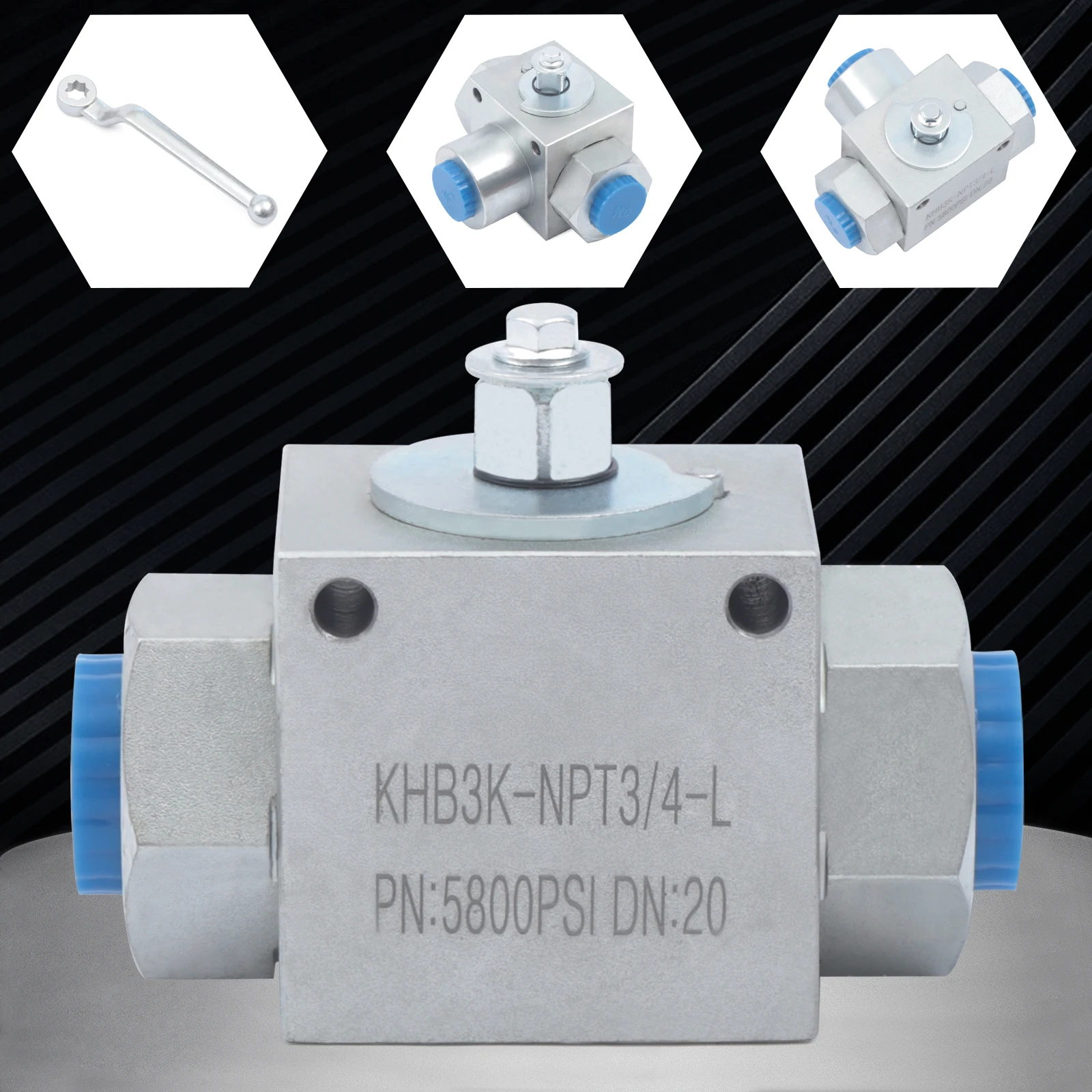 

3/4 "NPT 3-ходовой гидравлический шаровой клапан с ручной ручкой 5800PSI, углеродистая сталь высокого давления, контроль масла, промышленная система контроля жидкости