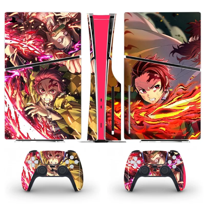 Demon Slayer Cartoon Peripherals PS5 Disc Skin Sticker Decal Cover for Console Controller PS5 Standard Disk Skin Sticker Vinyl