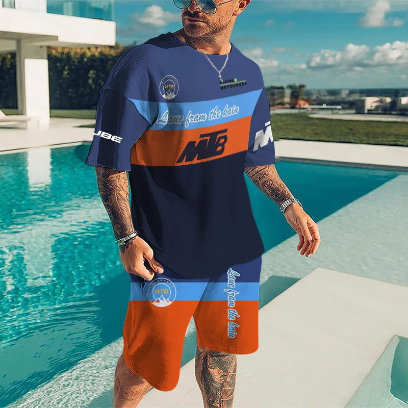 MTB Summer Men 3D Print T Shirt Set Fashion Shorts Tracksuit Male Casual Short Sleeve Sportsuit Newest Men's Oversized Clothing