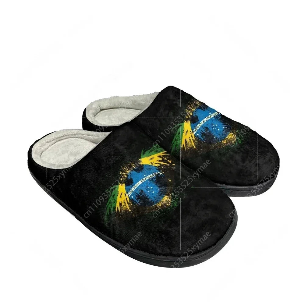

Hot Cool Brazil Flag Fashion Cotton Custom Slippers Mens Women Teenager Plush Casual Keep Warm Shoes Thermal Comfortable Slipper