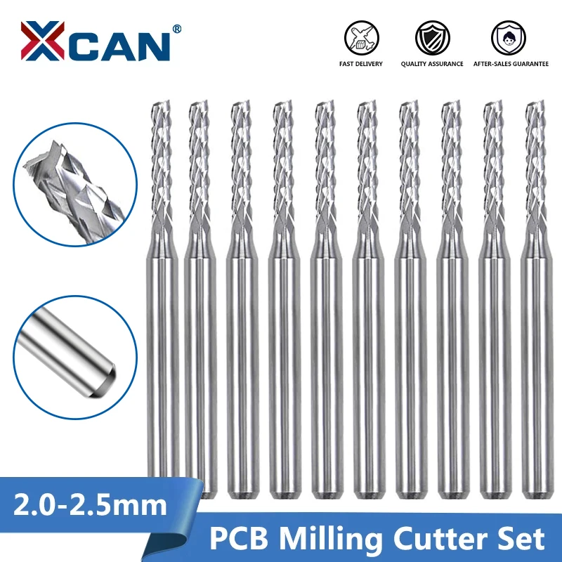 10 sztuk frez PCB 2.0/2.1/2.3/2.4/2.5mm frez kukurydziany węglik wolframu Mini CNC grawerowanie Bit frezy trzpieniowe
