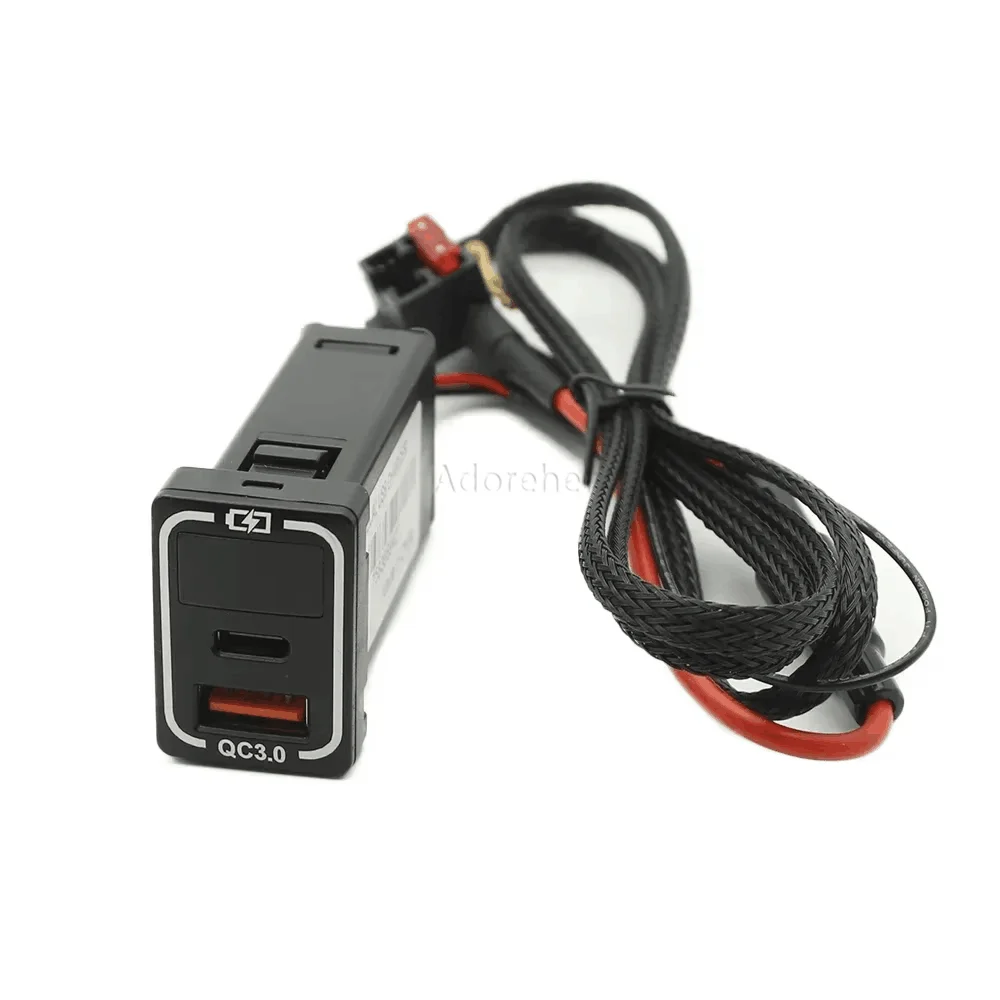 Blue Light Car Charger TYPE-C PD QC3.0 USB Interface Dual Socket for Toyota Prado Car Accessories