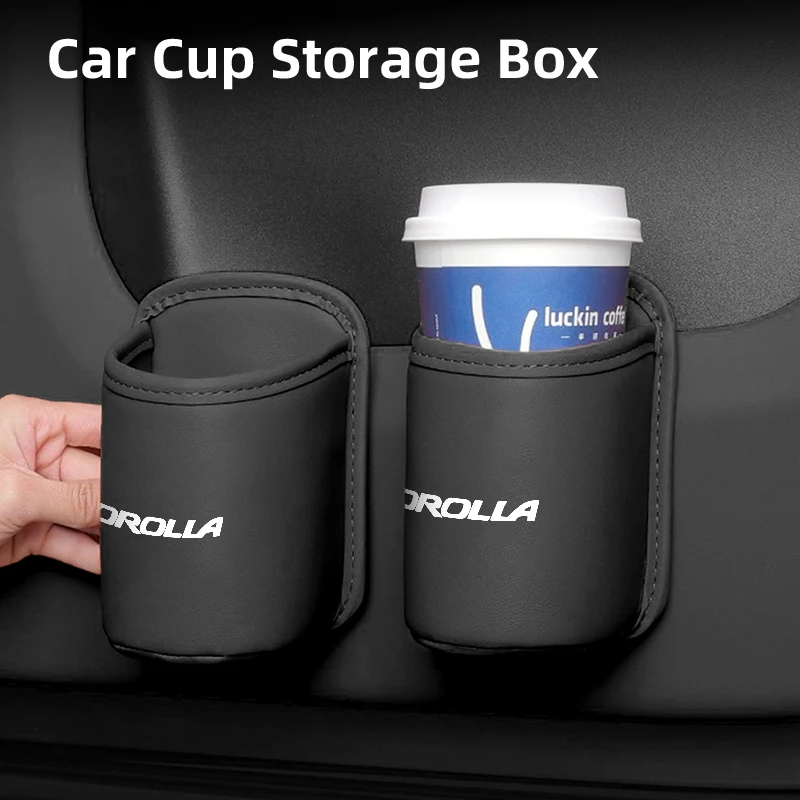 

Car Seatback Water Cup Box Leather Mug Drinks Storage Bag Accessories For Toyota Yaris Corolla Prius Auris CHR Land Cruiser RAV4
