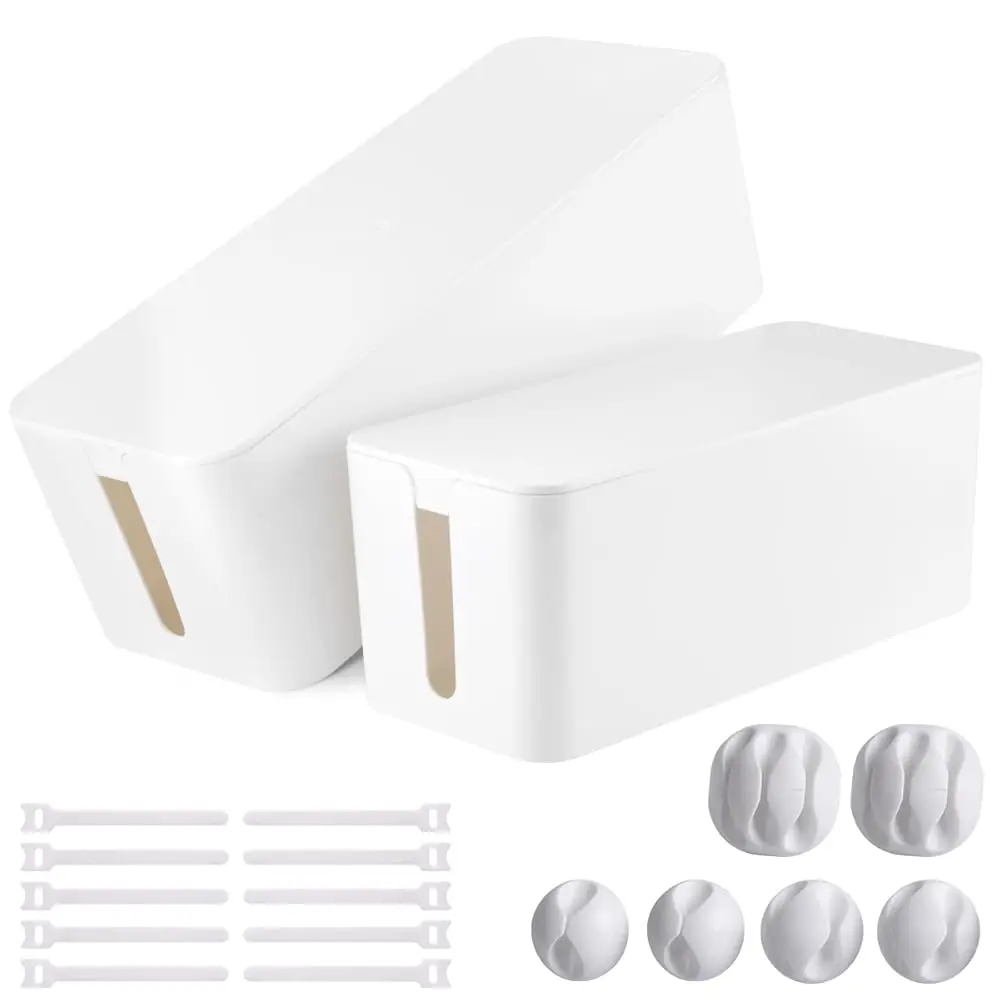 

Набор для организации кабелей, 2 больших и 2 средних коробки для хранения кабелей с 17 предметами в комплекте, органайзер для проводов для скрытого хранения