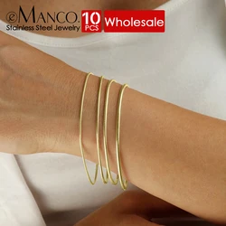 eManco 10PCS Wholesale Hot Sale Stainless Steel Snake Chain Bracelet Fashion Jewelry For Men Women Stainless Steel Link Bracelet