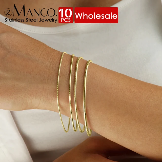 eManco 10PCS Hurtownia Gorąca sprzedaż Bransoletka ze stali nierdzewnej Łańcuch węża Biżuteria modowa dla mężczyzn Kobiety Bransoletka ze stali nierdzewnej