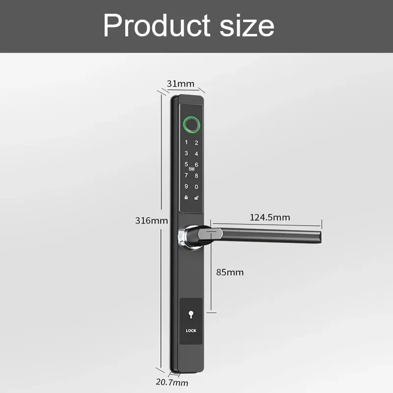 Cerradura de puerta inteligente TTLock, contraseña de huella dactilar, llave de tarjeta IC, aplicación remota, desbloqueo, cerradura de puerta corredera de aluminio electrónica impermeable