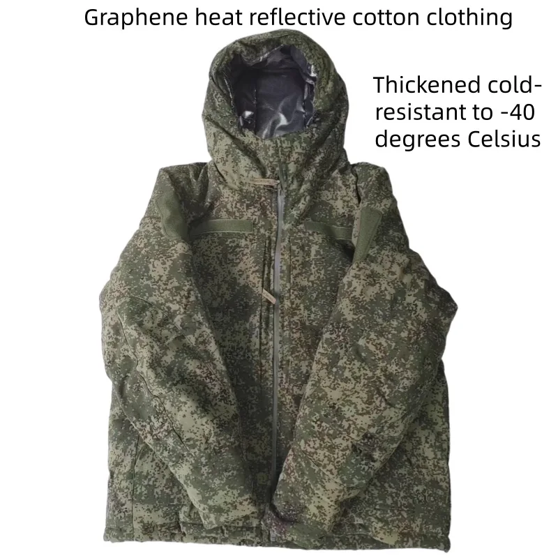 Parka da combattimento invernale riflettente termico in grafene spesso caldo impermeabile antivento in cotone tattico russo
