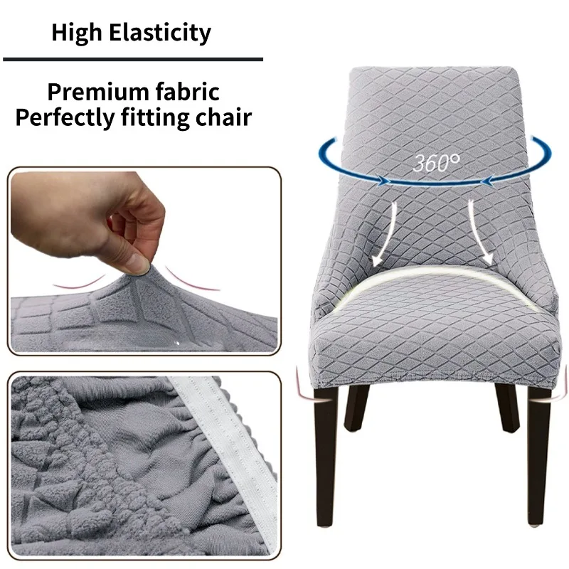 1pc Dining Chair Cover Full Coverage Rhombus Grid Elastic Chair Slipcover Anti Pilling Dining Chair Protector for Home Decor