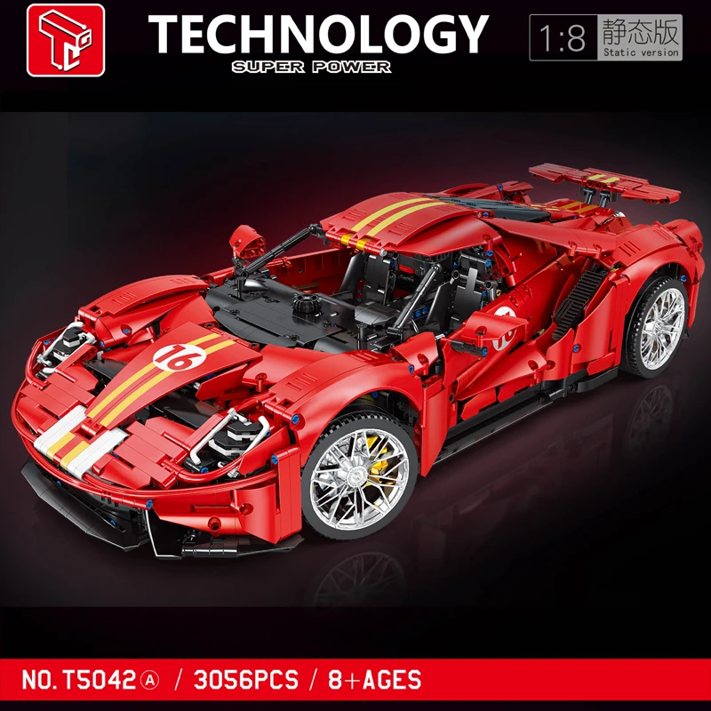 IN STOCK T5042 3056pcs MOC Technical 1:8 Racing Car Bricks Building Blocks Assembling Model Kids Toys Christmas Gift Set