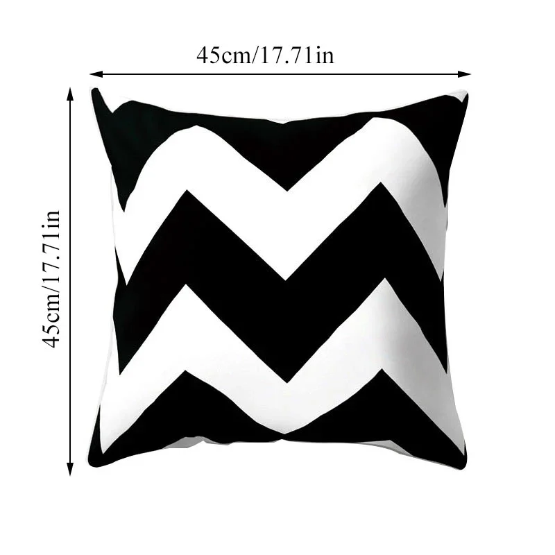 Customizable Throw Pillowcase Home Decor Pillowcase New Black and White Geometric Cushion Cover Decorative Pillowcase