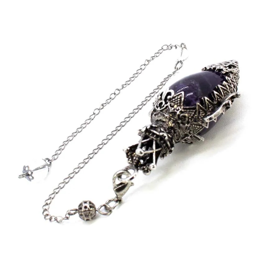 Water Drop Crystal Pendulum for Dowsing Spiritual Divination Natural Amethyst Rose Quartz Onyx Antique Pendulums Pendant Pendulo