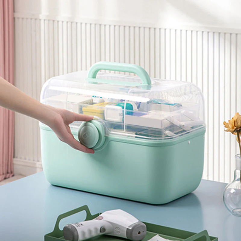 

Household Medicine Box, Medicine Storage Box, Super Large Capacity Multi-Layer Portable Medical Plastic Small Medicine Box