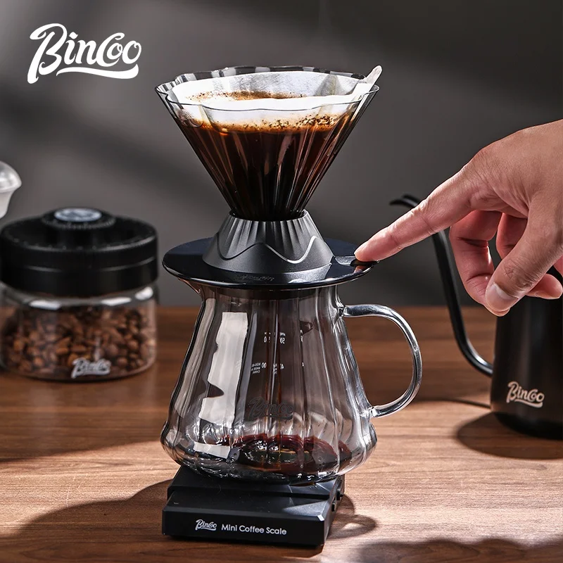 Coffee Dripper V60 - BINCOO Petal‑Style Glass Smart Dripper V60