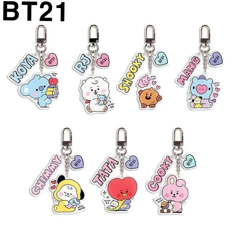 

Милый брелок-подвеска BT21 с креативным мультяшным рисунком, новая модная универсальная портативная акриловая подвеска для ключей