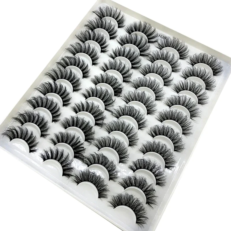 Nuevos 20 pares de pestañas postizas 3D de imitación de visón, pestañas postizas largas y gruesas naturales, pestañas postizas dramáticas, extensión de maquillaje, maquiagem