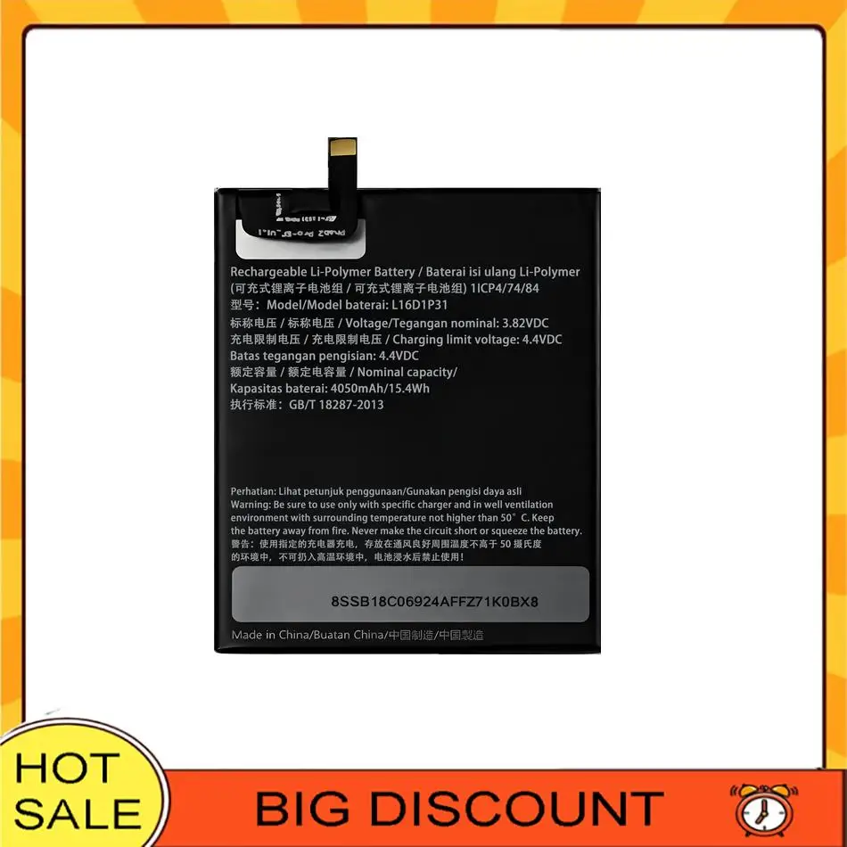 

Tablet Battery 4050mAh L16D1P31 Lightweight For Lenovo Phab 2 Pro PB2-690 PB2-690N PB2-690M PB2-690Y Long Lasting