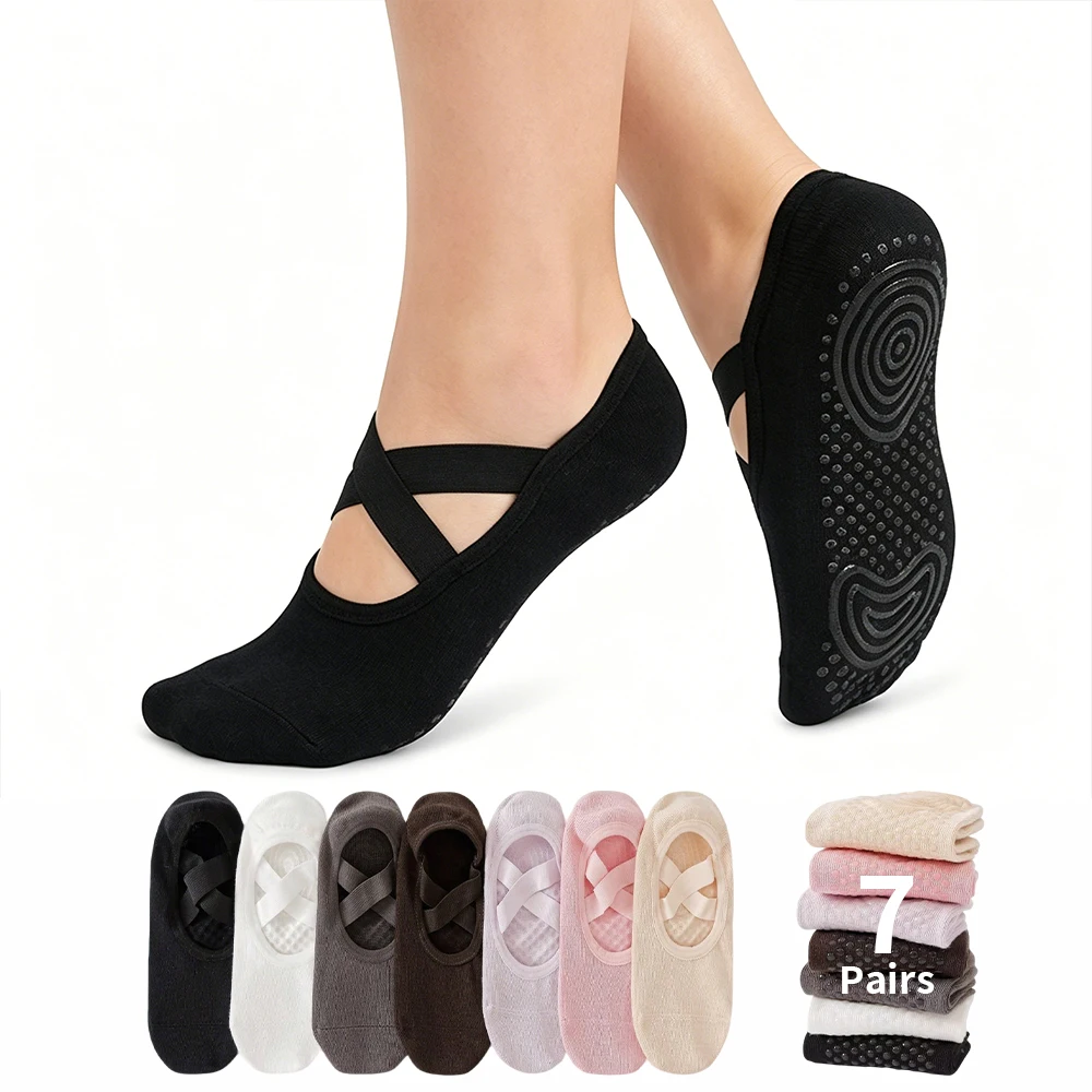 

Professional Women Yoga Sock Silicone Anti-slip Ballet Pilates Socks Women Backless Breathable Bandage Yoga Sport Sock
