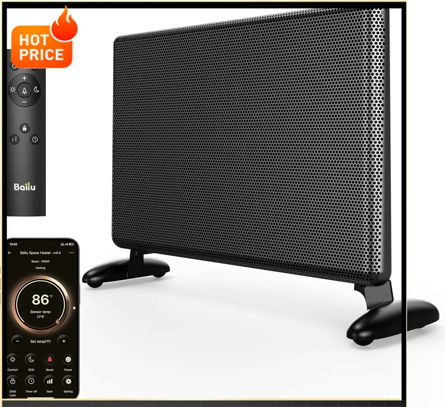 

BestsellerMica Infrared Space Heater Large Room,Panel Heater with Programmable Thermostat,WiFi App Control,Portable Stand or Wal