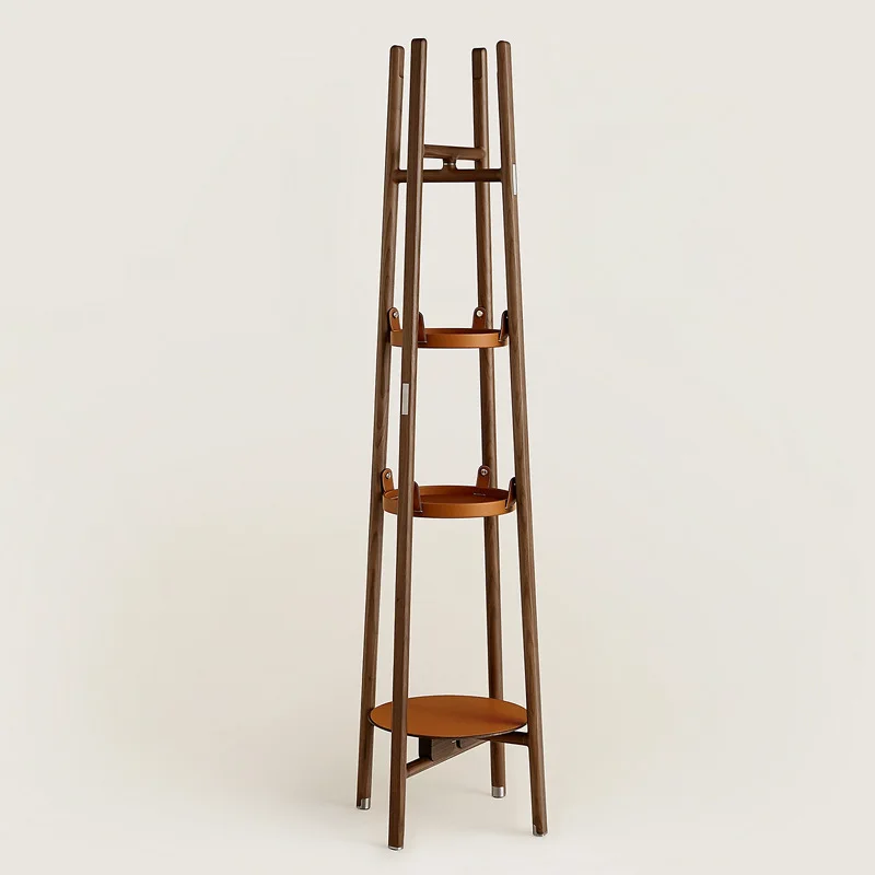Italian minimalist solid wood coat rack, modern minimalist floor-standing clothes rack, storage rack combination for bedroom