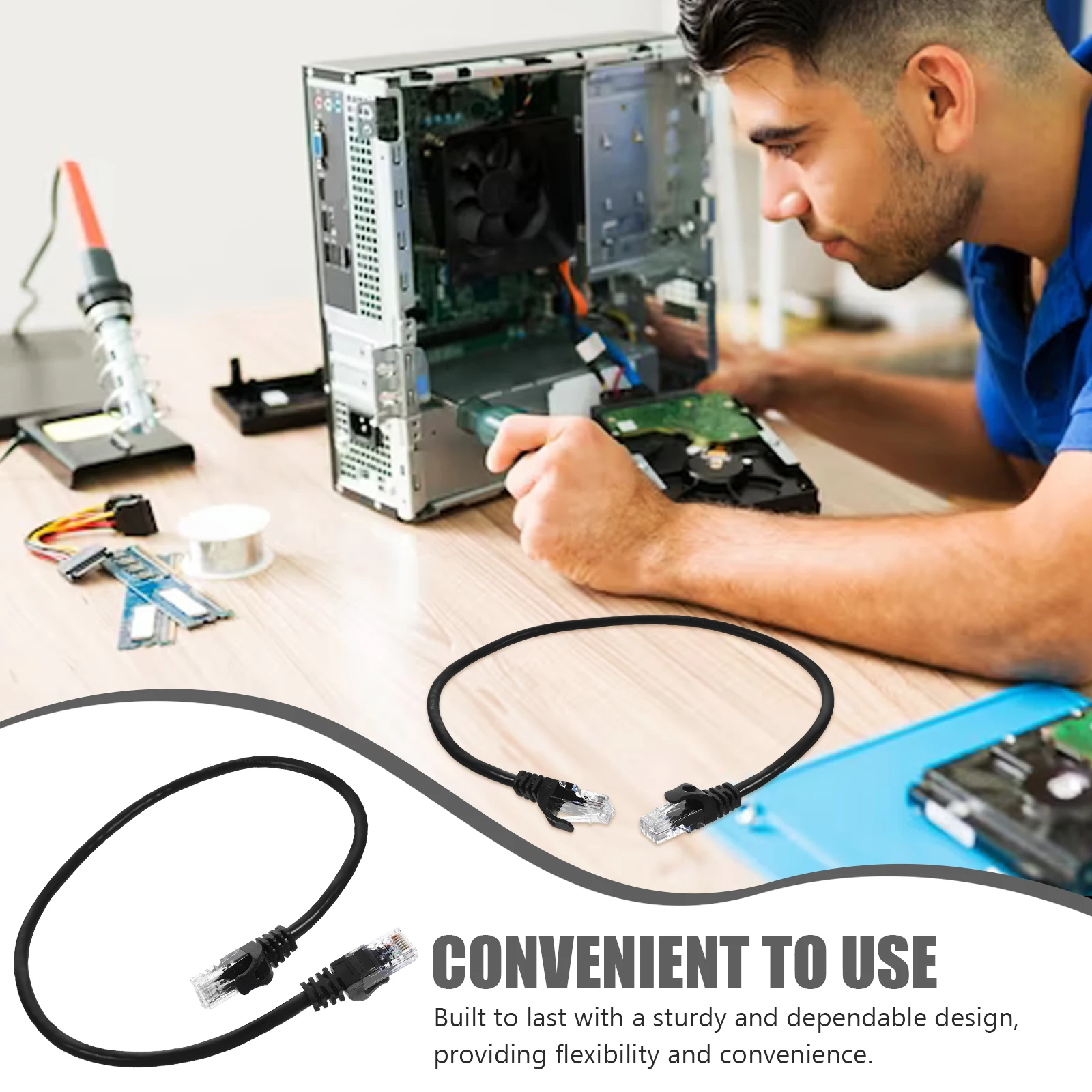 

2Pcs Black Cat6 Patch Cable 0.5M Gigabit Network Cable Ethernet Wire For Internet Connection