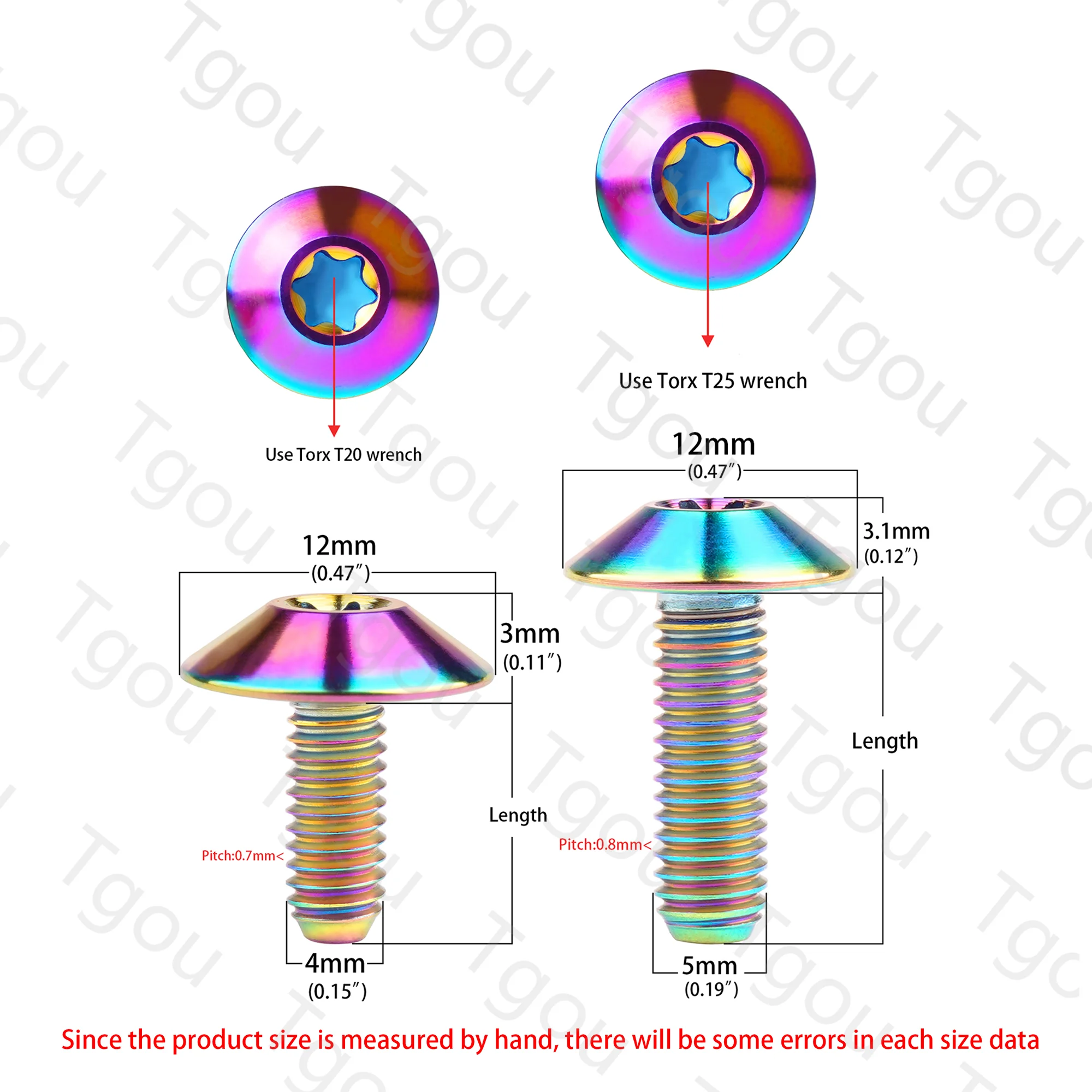 Tgou Titanium Bolts M4 M5x10/12/15/20/25mm Torx T25 Head Screws for Bicycle And Motorcycle Parts Accessories image 6