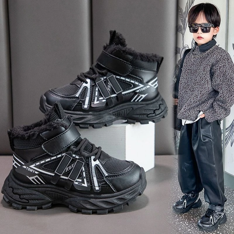 

High Top Kids Snow Boots Winter Warm Shoes Fleece Lined Thick Cotton for Boys Girls Big Toddler 2026 New Arrival