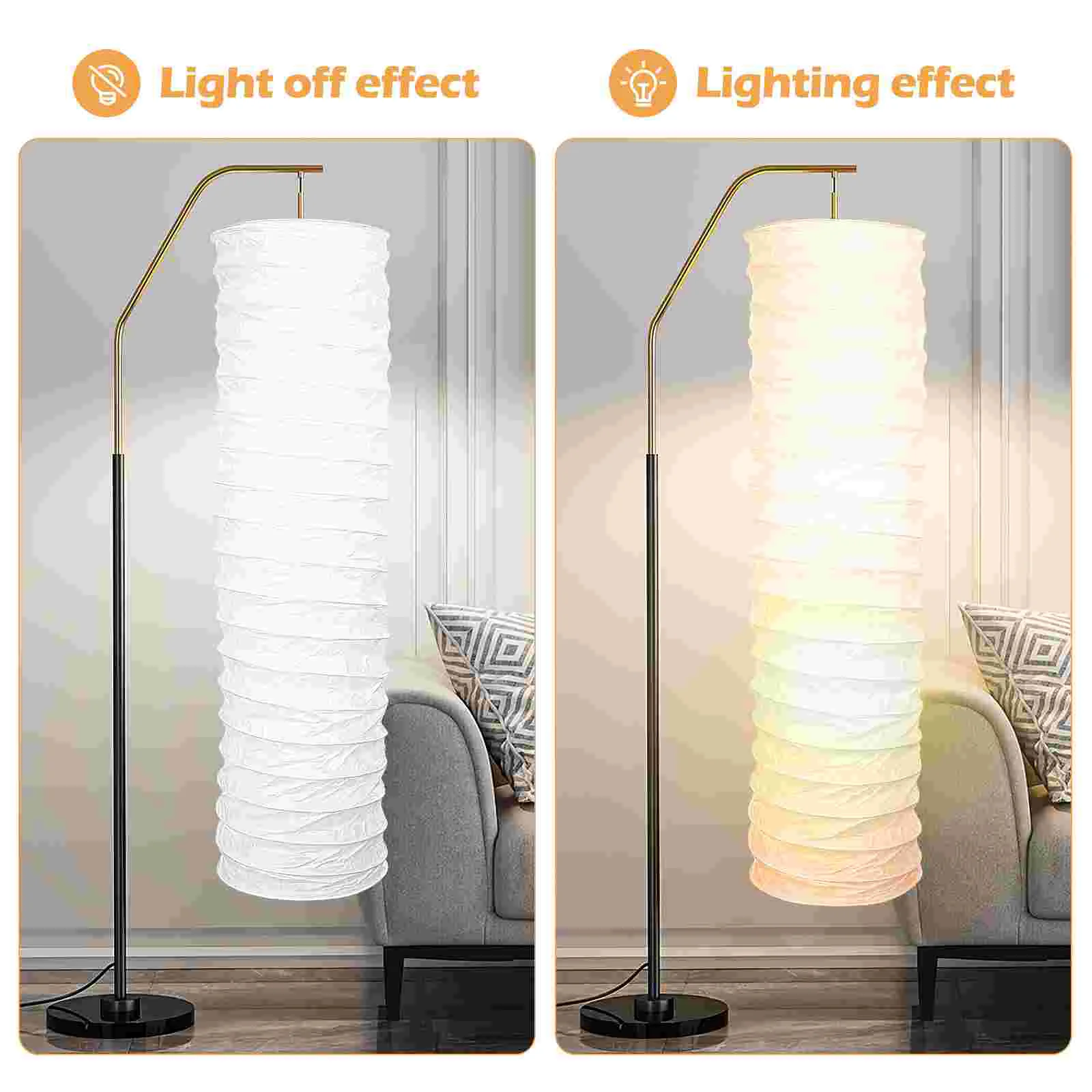 Lampshade Standing Cover Floor Light Gold Retro Decor Accessory Decorative Rice Paper