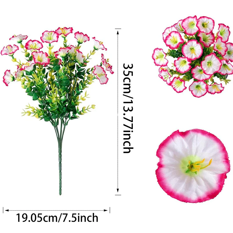 35 cm künstliche gefälschte Seide Morning Glory Blume grüne Eukalyptuspflanze UV-Schutz für Veranda Hof Garten Sommer Home Decor – Detail 12