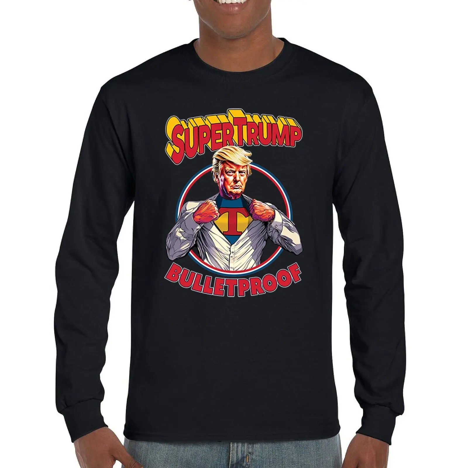 

Super Trump Bulletproof 2024 Long Sleeve T-shirt MAGA Make America Great Again