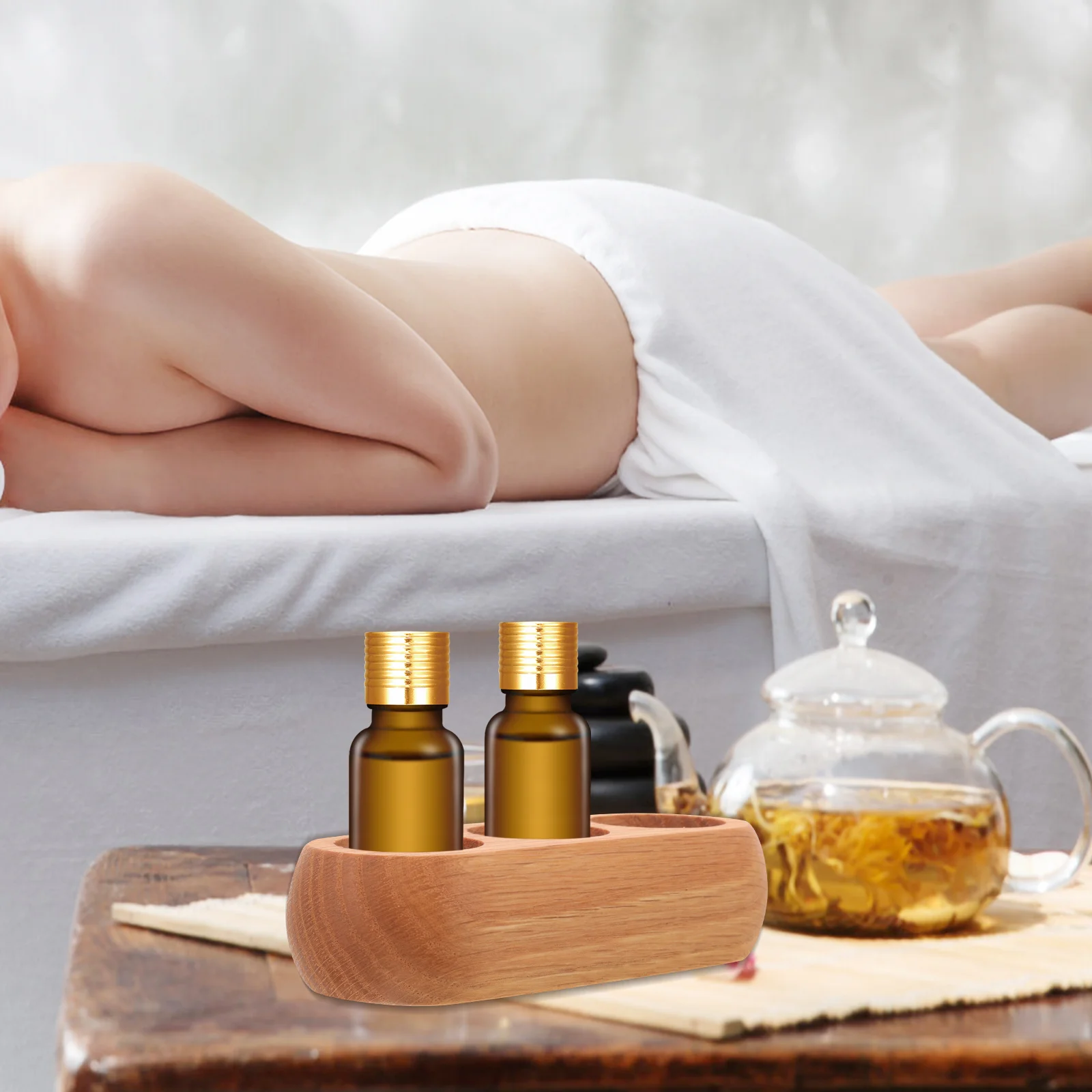 3-شبكة خشب متين زجاجة زيت طبيعي رف شاشة منظم سطح المكتب متعدد الفتحات الزيوت العطرية تخزين حامل العطور