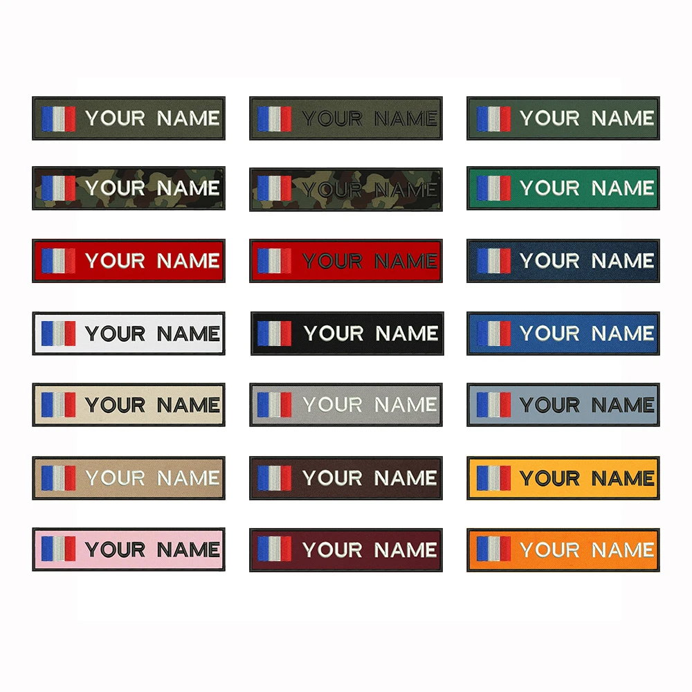 شخصية فرنسا العلم 10X2.5cm التطريز اسم مخصص النص التصحيح المشارب شارة الحديد على أو خياطة على أو هوك دعم بقع