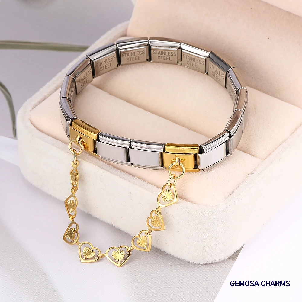 GEMOSA 16 Stil Hängende Herzkette Italienische Charms Link Fit 9mm Armband Edelstahl Frauen Weibliche DIY Herstellung von Schmuck – Detail 5