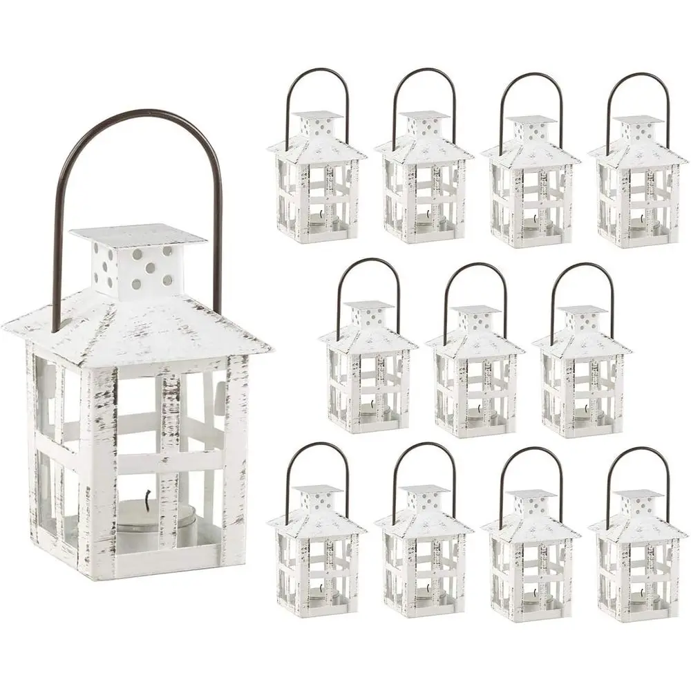 

Декоративные фонарики - Набор из 12 штук - Винтажные мини-фонарики из состаренного металла, для центра стола или декора, акцентный элемент и украшение для дома, в стиле We.