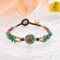 Ethnic Style Retro Design Tibetan Style Weave Bracelet Women's Bohemian Colorful Bead Braided Jewelry Accessory Featured Gift