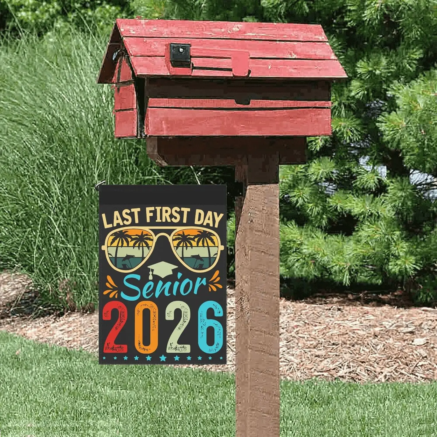 فئة يوم الأول من My Lasts لعام 2026 كبار العودة إلى المدارس 2026 علم الحديقة الموسمي 12 × 18 لافتة حديقة مضحكة مزدوجة الجوانب f AAO