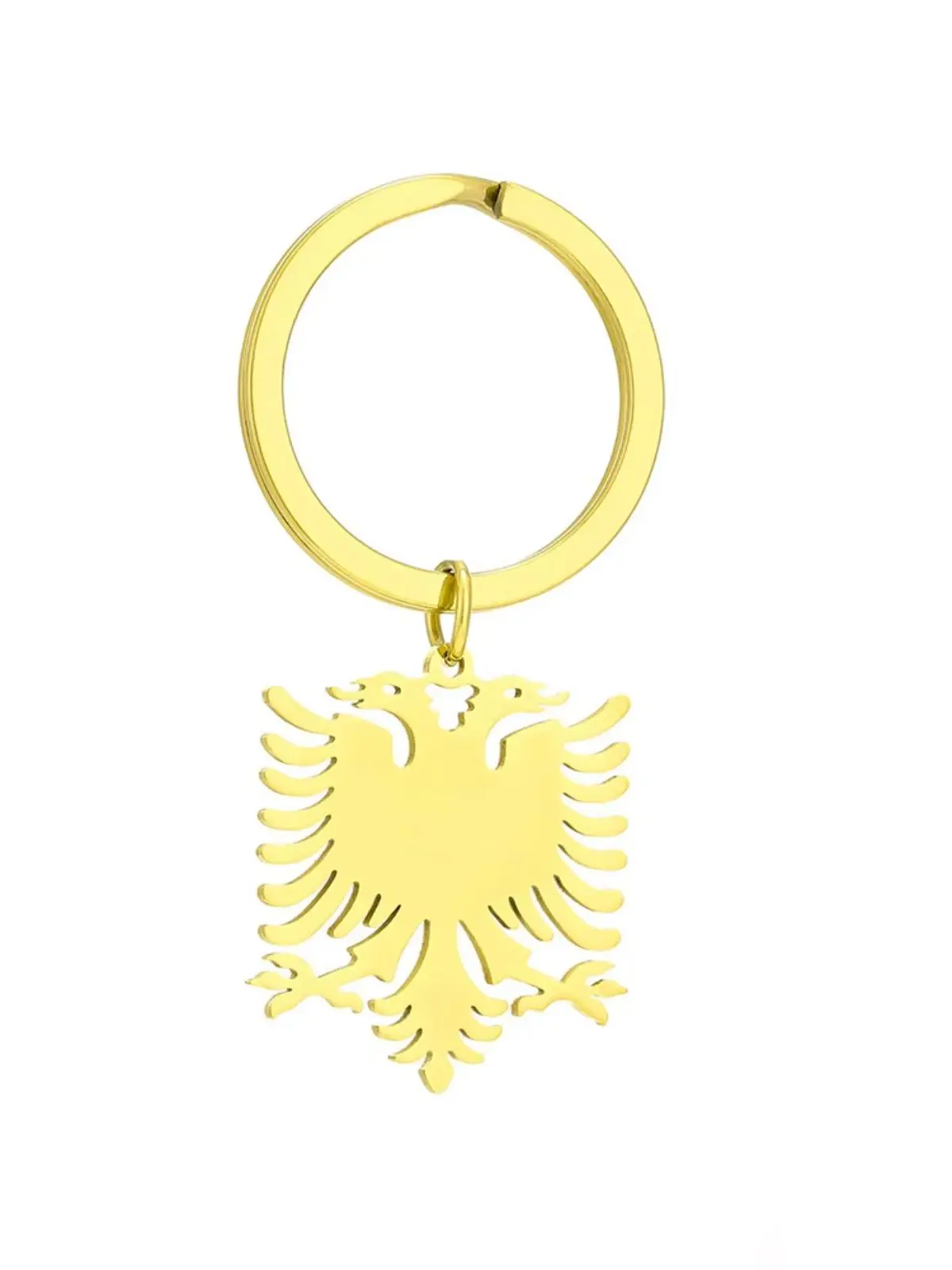 Albanien Doppelköpfiger Adler Schlüsselanhänger Edelstahl Albanisches Nationalemblem Schlüsselring Souvenir Geschenk für Männer Frauen – Detail 5