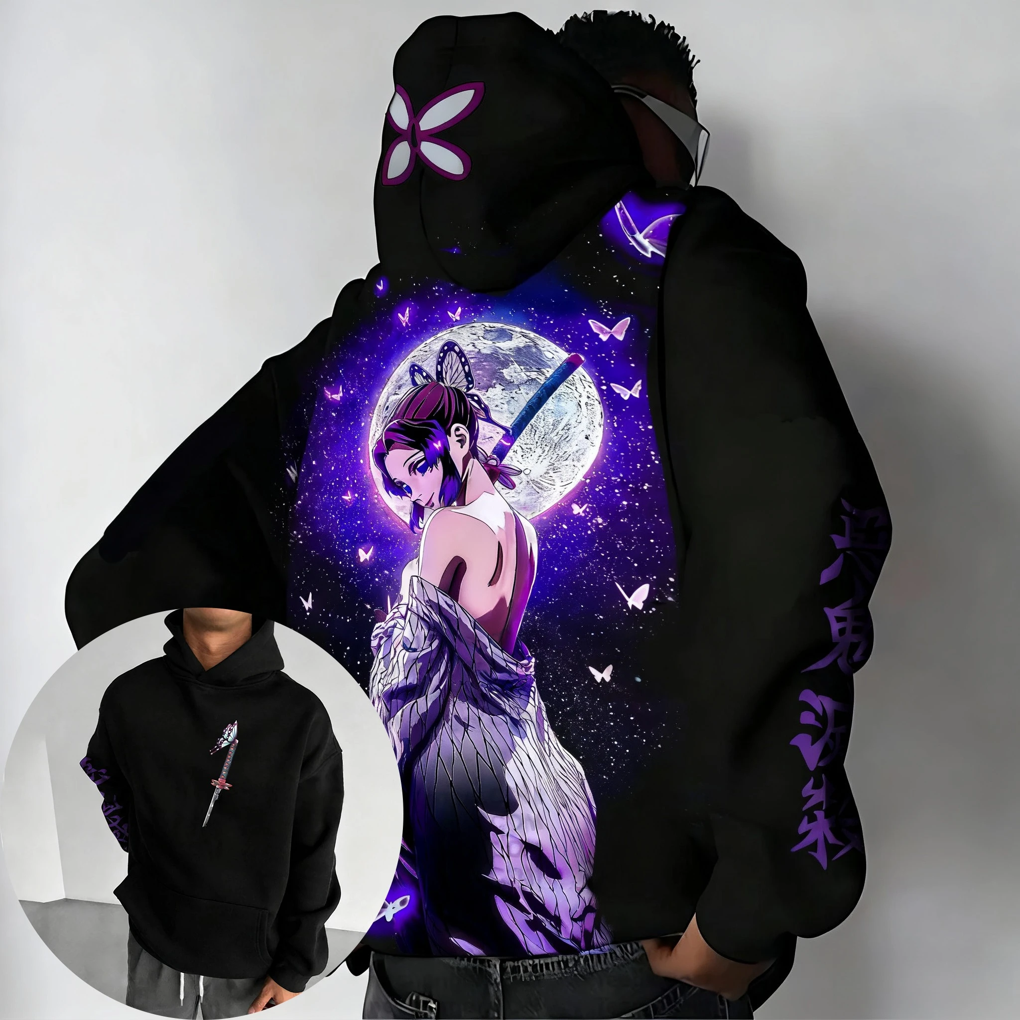 Demon slayer anime impresso hoodie 2025 unisex outono/inverno novo americano hip-hop plus size y2k casual solto pai criança topo